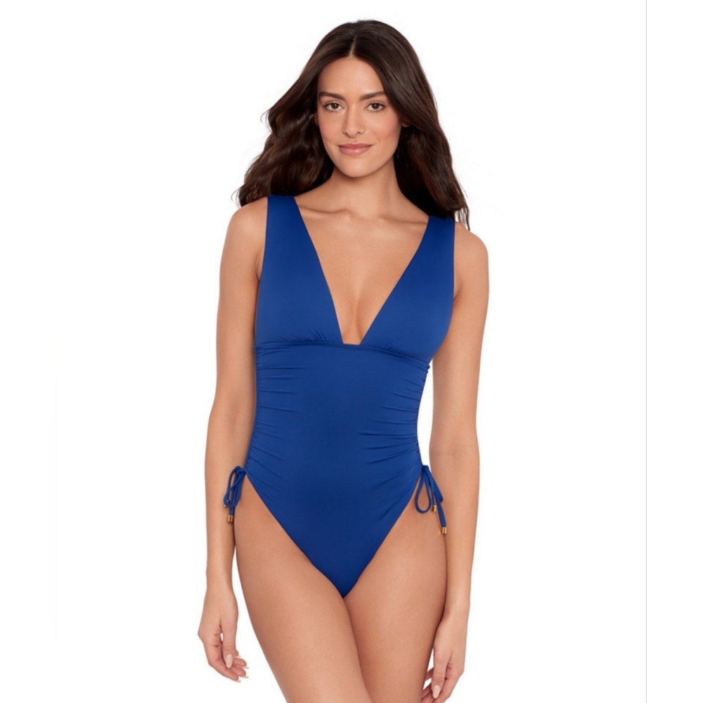 RALPH LAUREN WOMEN'S RUCHED ONE PIECE SWIMSUIT SIZE 10